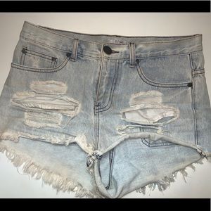 TOBI distressed denim shorts